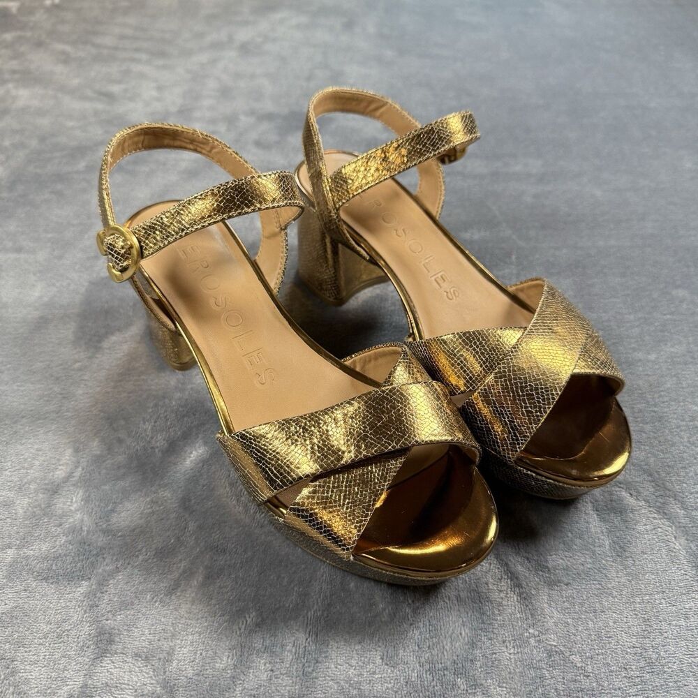 Aerosoles Women's Cosmos Crisscross Buckle Bronze Leather Sandals Size 7.5 NWOB